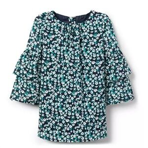 Janie and Jack Navy Floral Ruffle Sleeve Dress